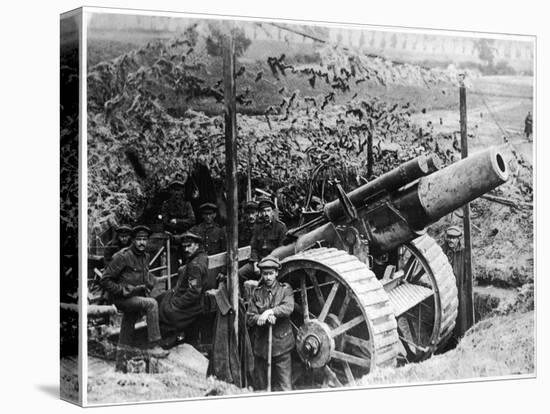 British Gun Emplacement on the Western Front: a Howitzer Camouflaged Under Netting-null-Stretched Canvas