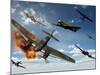 British Hawker Hurricane Aircraft Attack a German Heinkel He 11 Bomber-Stocktrek Images-Mounted Photographic Print