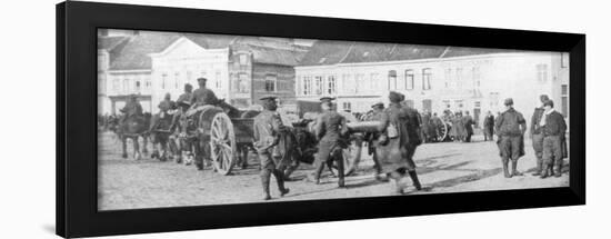 British Horse-Drawn Artillery in a Belgian Village, August 1914-null-Framed Giclee Print