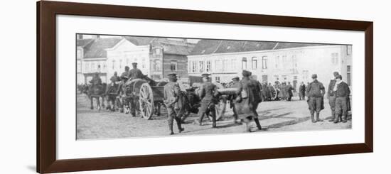 British Horse-Drawn Artillery in a Belgian Village, August 1914-null-Framed Giclee Print