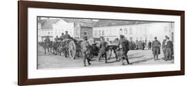 British Horse-Drawn Artillery in a Belgian Village, August 1914-null-Framed Giclee Print