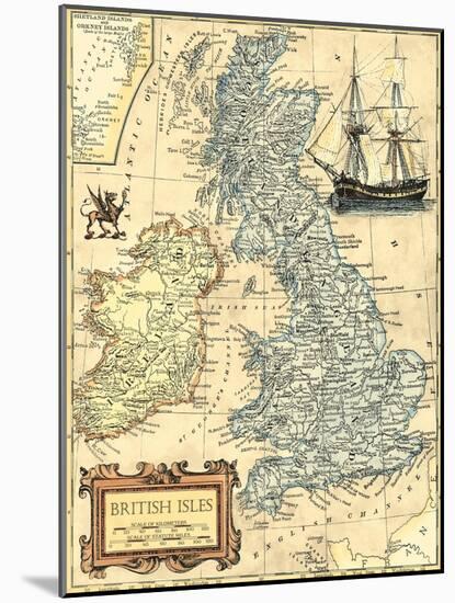British Isles Map-Vision Studio-Mounted Art Print