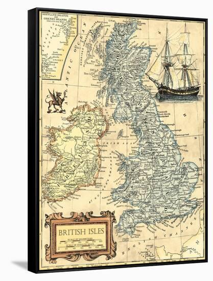 British Isles Map-Vision Studio-Framed Stretched Canvas