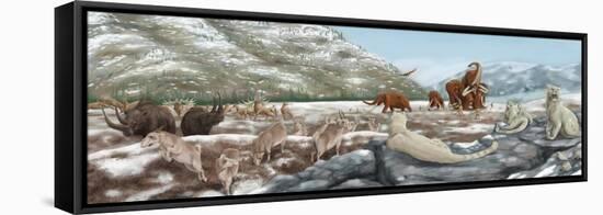 British Landscape with Various Prehistoric Animals-Stocktrek Images-Framed Stretched Canvas