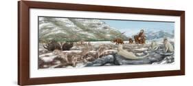 British Landscape with Various Prehistoric Animals-Stocktrek Images-Framed Art Print