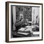 British Leader Winston Churchill Smoking a Cigar at His Desk-Nat Farbman-Framed Premium Photographic Print