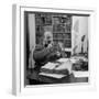 British Leader Winston Churchill Smoking a Cigar at His Desk-Nat Farbman-Framed Premium Photographic Print