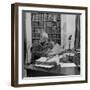 British Leader Winston Churchill Working at His Desk-null-Framed Photographic Print