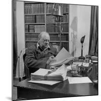 British Leader Winston Churchill Working at His Desk-null-Mounted Photographic Print