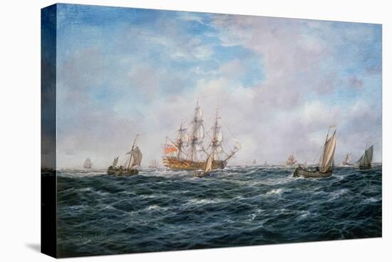 British Man-O-War and Other Craft, C.1740-Richard Willis-Stretched Canvas