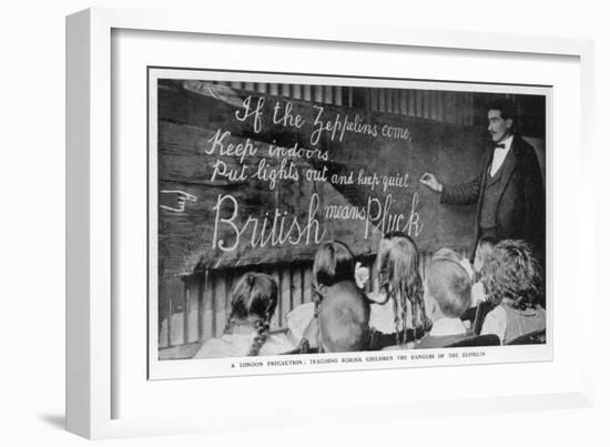 British Means Pluck London Schoolchildren are Taught About the Dangers of Zeppelins-null-Framed Art Print