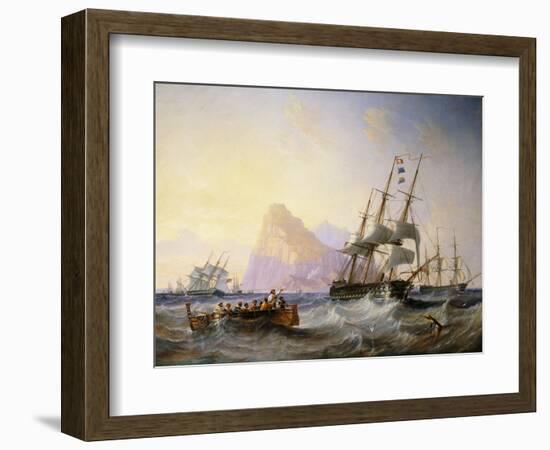 British Men O' War Off Gibraltar, 1855-John Wilson Carmichael-Framed Giclee Print