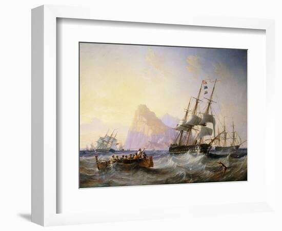 British Men O' War Off Gibraltar, 1855-John Wilson Carmichael-Framed Giclee Print