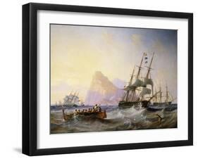 British Men O' War Off Gibraltar, 1855-John Wilson Carmichael-Framed Giclee Print