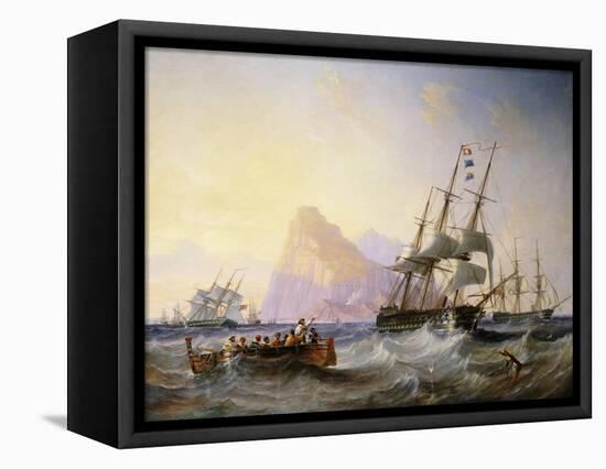 British Men O' War Off Gibraltar, 1855-John Wilson Carmichael-Framed Stretched Canvas