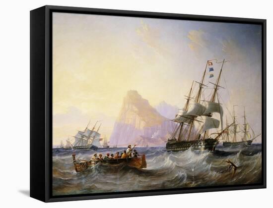 British Men O' War Off Gibraltar, 1855-John Wilson Carmichael-Framed Stretched Canvas