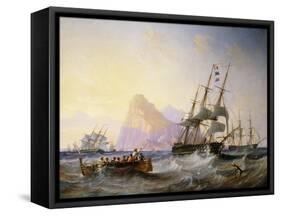 British Men O' War Off Gibraltar, 1855-John Wilson Carmichael-Framed Stretched Canvas