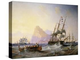 British Men O' War Off Gibraltar, 1855-John Wilson Carmichael-Stretched Canvas