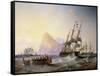 British Men O' War off Gibraltar-John Wilson Carmichael-Framed Stretched Canvas