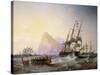 British Men O' War off Gibraltar-John Wilson Carmichael-Stretched Canvas