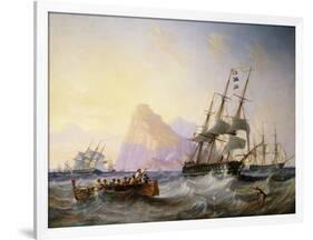 British Men O' War off Gibraltar-John Wilson Carmichael-Framed Giclee Print