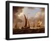 British Men of war and Fishing Boats in a Stiff Breeze oil on board-Francis Swaine-Framed Giclee Print