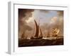 British Men of war and Fishing Boats in a Stiff Breeze oil on board-Francis Swaine-Framed Giclee Print