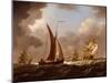 British Men of war and Fishing Boats in a Stiff Breeze oil on board-Francis Swaine-Mounted Giclee Print