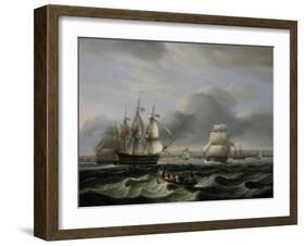 British Men of War and Other Shipping off Portsmouth Harbour, 1829-Thomas Luny-Framed Giclee Print