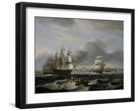 British Men of War and Other Shipping off Portsmouth Harbour, 1829-Thomas Luny-Framed Giclee Print