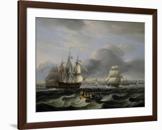 British Men of War and Other Shipping off Portsmouth Harbour, 1829-Thomas Luny-Framed Giclee Print