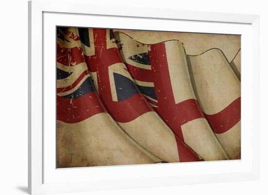 British Naval Flag Old Paper-nazlisart-Framed Art Print