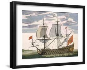 British Navy: a First-Rate Ship Flying the White Ensign; Three-Decker with Admiral's Cabin-Pierre Mortier-Framed Giclee Print