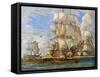 British Navy under Lord Howe Sailing from Spithead for Battles Off the Coast of France, c.1794-null-Framed Stretched Canvas