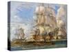 British Navy under Lord Howe Sailing from Spithead for Battles Off the Coast of France, c.1794-null-Stretched Canvas