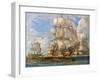 British Navy under Lord Howe Sailing from Spithead for Battles Off the Coast of France, c.1794-null-Framed Giclee Print