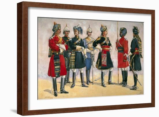 British Officers, Indian Army, Illustration for 'Armies of India', Published in 1911, 1910-Alfred Crowdy Lovett-Framed Giclee Print