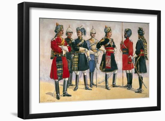 British Officers, Indian Army, Illustration for 'Armies of India', Published in 1911, 1910-Alfred Crowdy Lovett-Framed Giclee Print