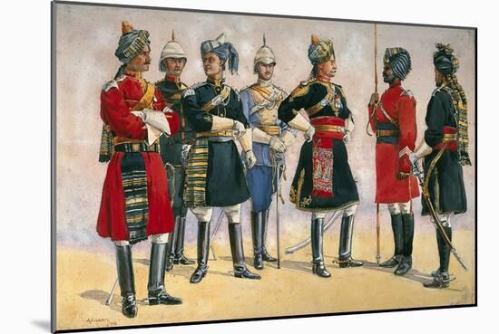 British Officers, Indian Army, Illustration for 'Armies of India', Published in 1911, 1910-Alfred Crowdy Lovett-Mounted Giclee Print