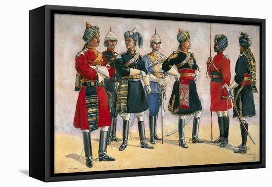 British Officers, Indian Army, Illustration for 'Armies of India', Published in 1911, 1910-Alfred Crowdy Lovett-Framed Stretched Canvas