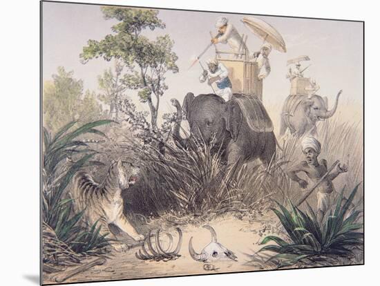 British Officers Tiger Shooting in India, 1860s-null-Mounted Giclee Print