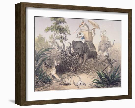 British Officers Tiger Shooting in India, 1860s-null-Framed Giclee Print