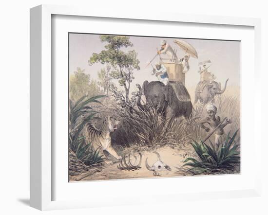 British Officers Tiger Shooting in India, 1860s-null-Framed Giclee Print