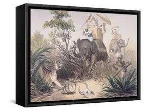 British Officers Tiger Shooting in India, 1860s-null-Framed Stretched Canvas