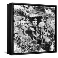 British or Australian Soldiers Taking Shelter at Gallipoli During World War I-Robert Hunt-Framed Stretched Canvas
