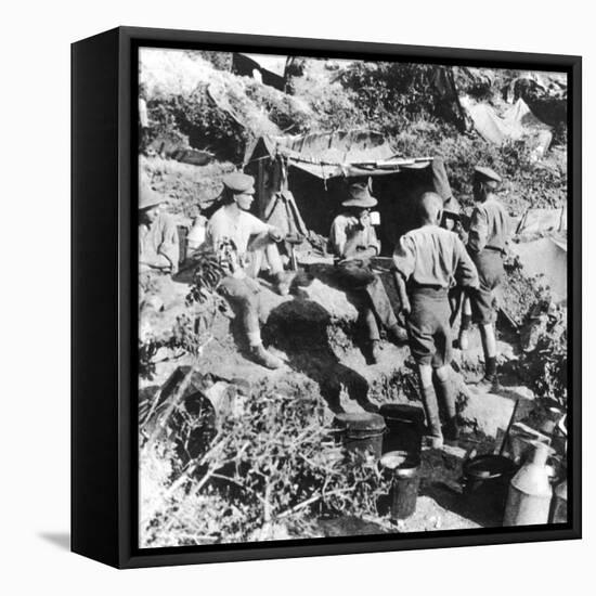 British or Australian Soldiers Taking Shelter at Gallipoli During World War I-Robert Hunt-Framed Stretched Canvas