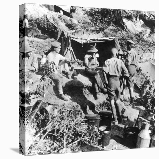 British or Australian Soldiers Taking Shelter at Gallipoli During World War I-Robert Hunt-Stretched Canvas