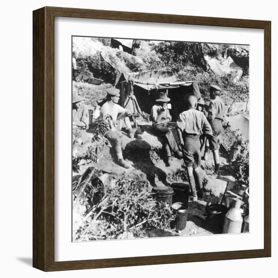 British or Australian Soldiers Taking Shelter at Gallipoli During World War I-Robert Hunt-Framed Photographic Print