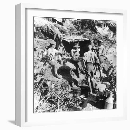 British or Australian Soldiers Taking Shelter at Gallipoli During World War I-Robert Hunt-Framed Photographic Print