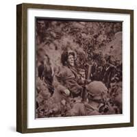 British Paratroopers Bombard German Positions with Mortars, Battle of Arnhem, 1944 (B/W Photo)-English-Framed Giclee Print